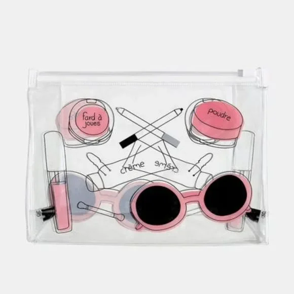 Clear Makeup Pouch - French Essentials - Picture 2 of 6